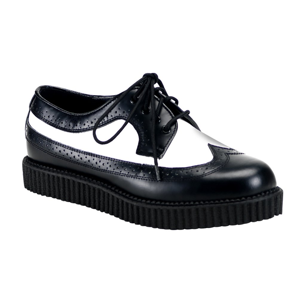 Creepers Demonia Creeper 608 Cuir Homme - Noir/Blanche 83916-ANGH